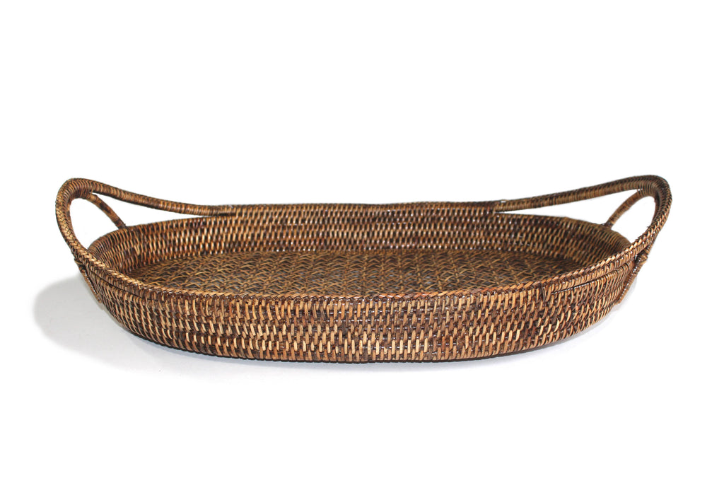Oval Tray  Open Lace Weave  - AB 21x14x2.75'H