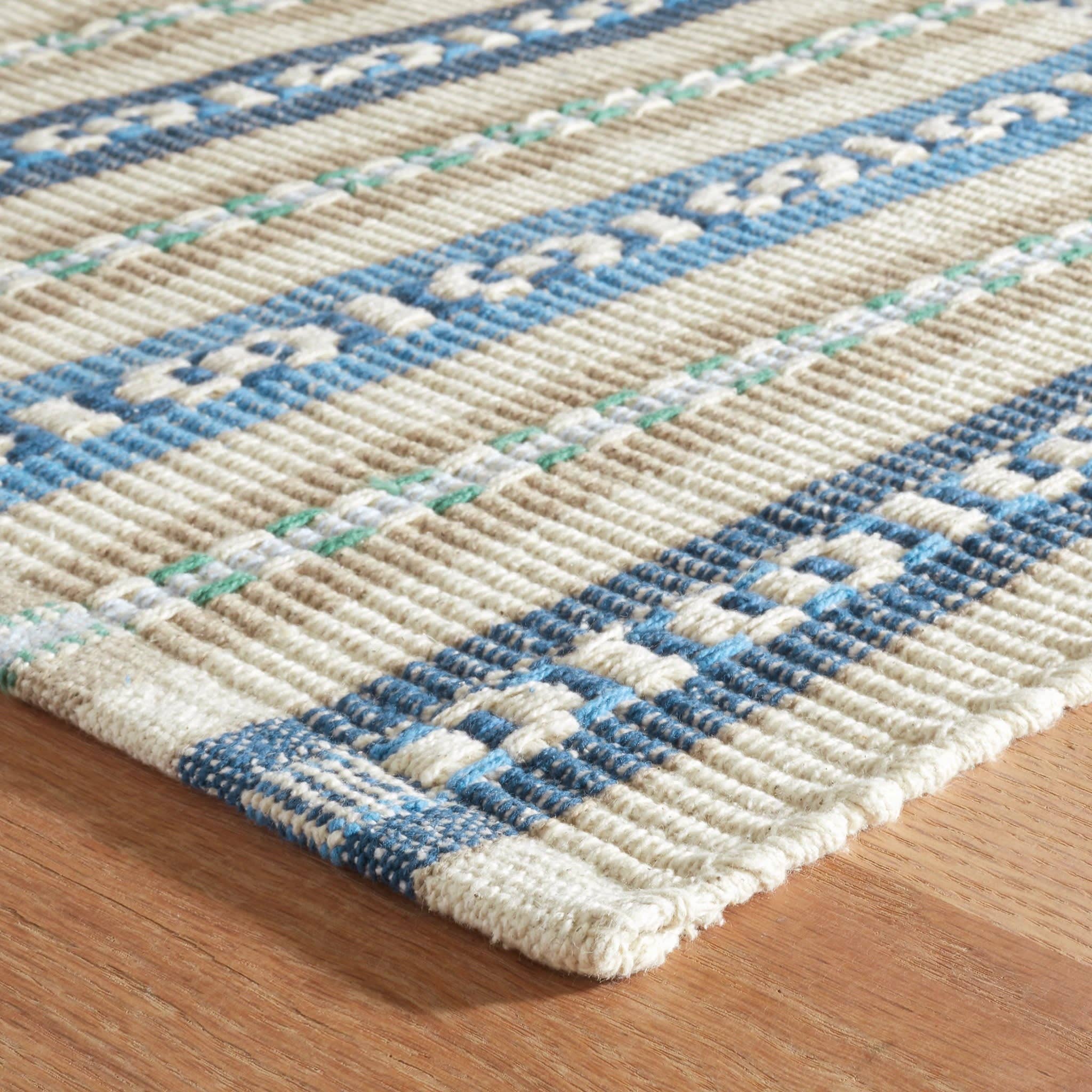Long Slade Handwoven Cotton Rug | Indigo: 2' x 3'