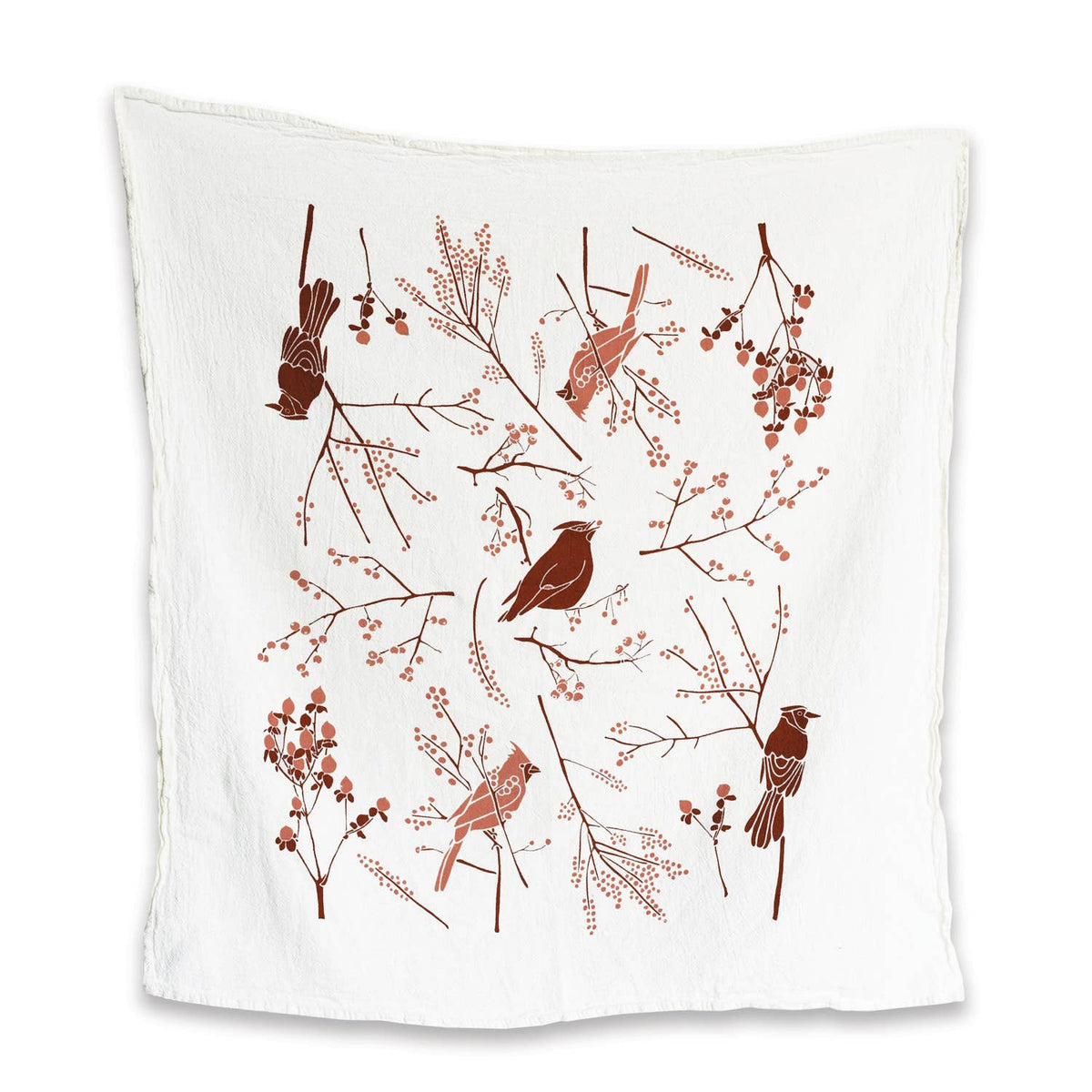 Birds + Berries Kitchen Tea Towel: 25” x 26”