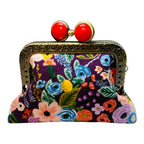 Kiki & Syds Mini Clutch Coin Purse - Petite Floral Plum: Hot Pink