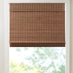 Bamboo Light Filtering Roman Shade 64"L, Teak: 31"W x 64"L