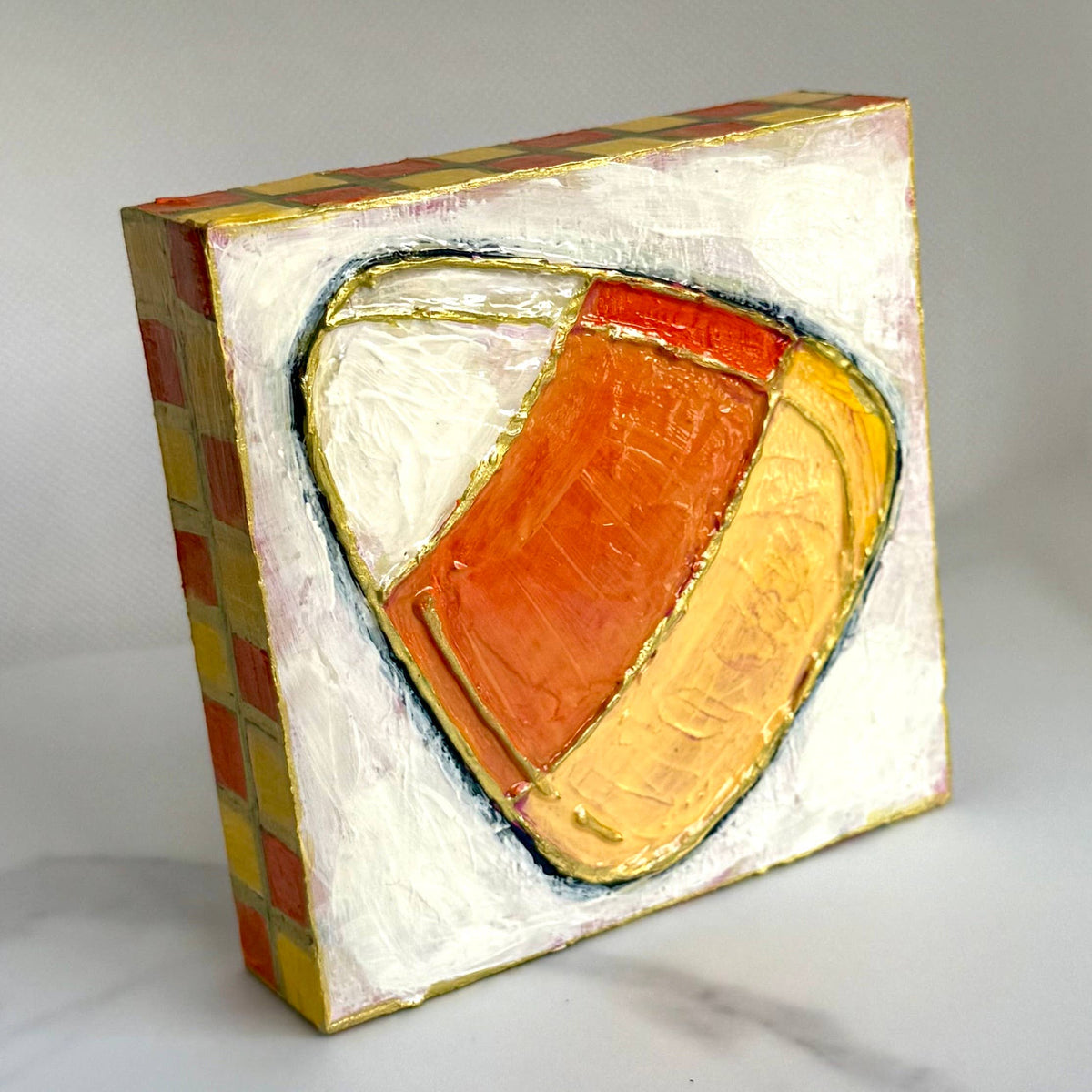 Halloween Candy Corn Textured Handpainted Wood Block Art