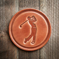 Golfer Leather Coaster