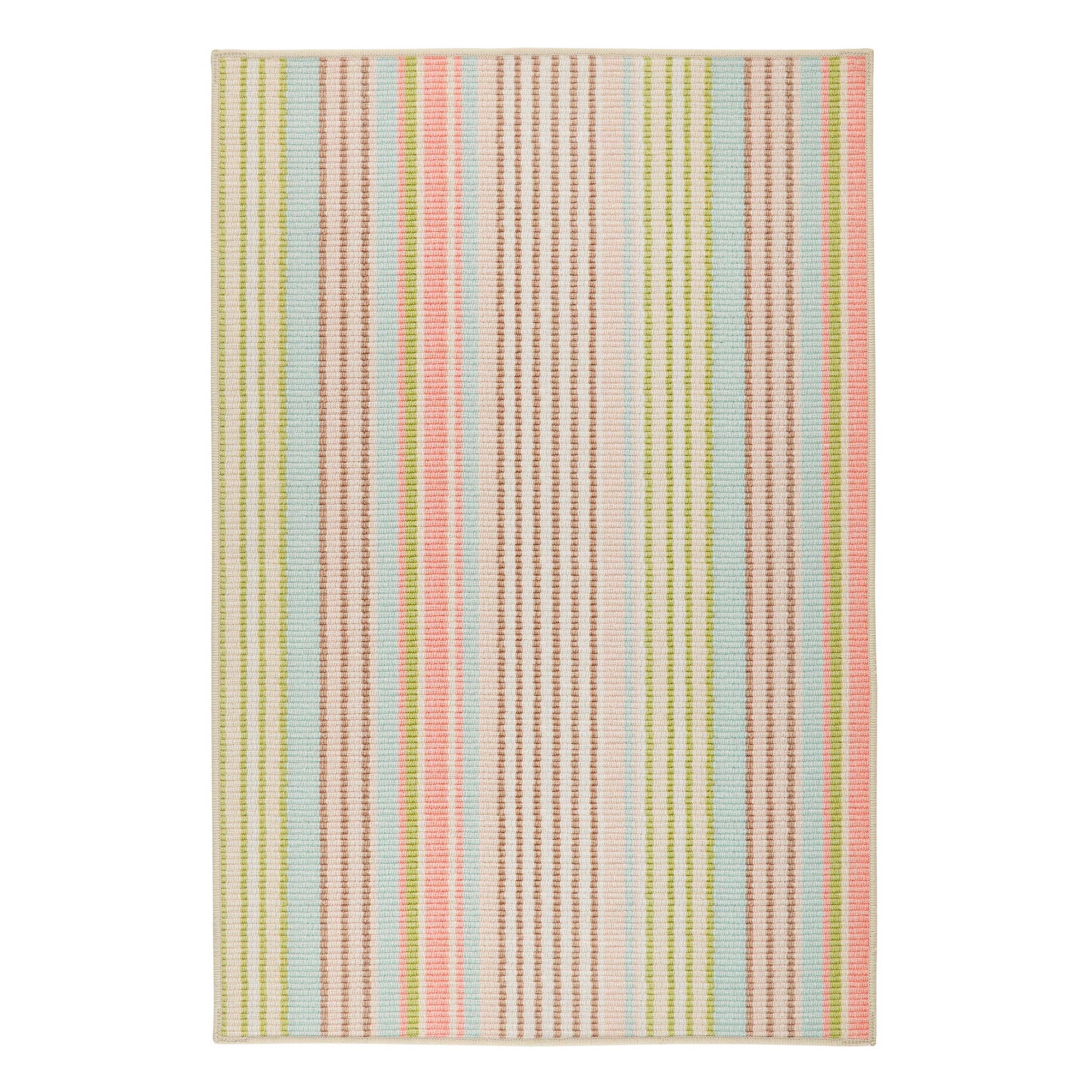 Ana Ticking Machine Washable Rug | Aqua: 2' x 3'