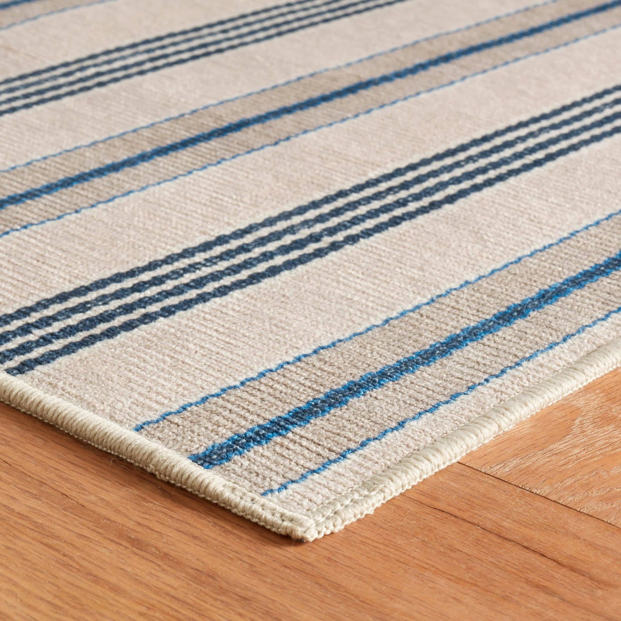 Nimes Ticking Machine Washable Rug | Neutral: 2' x 3'