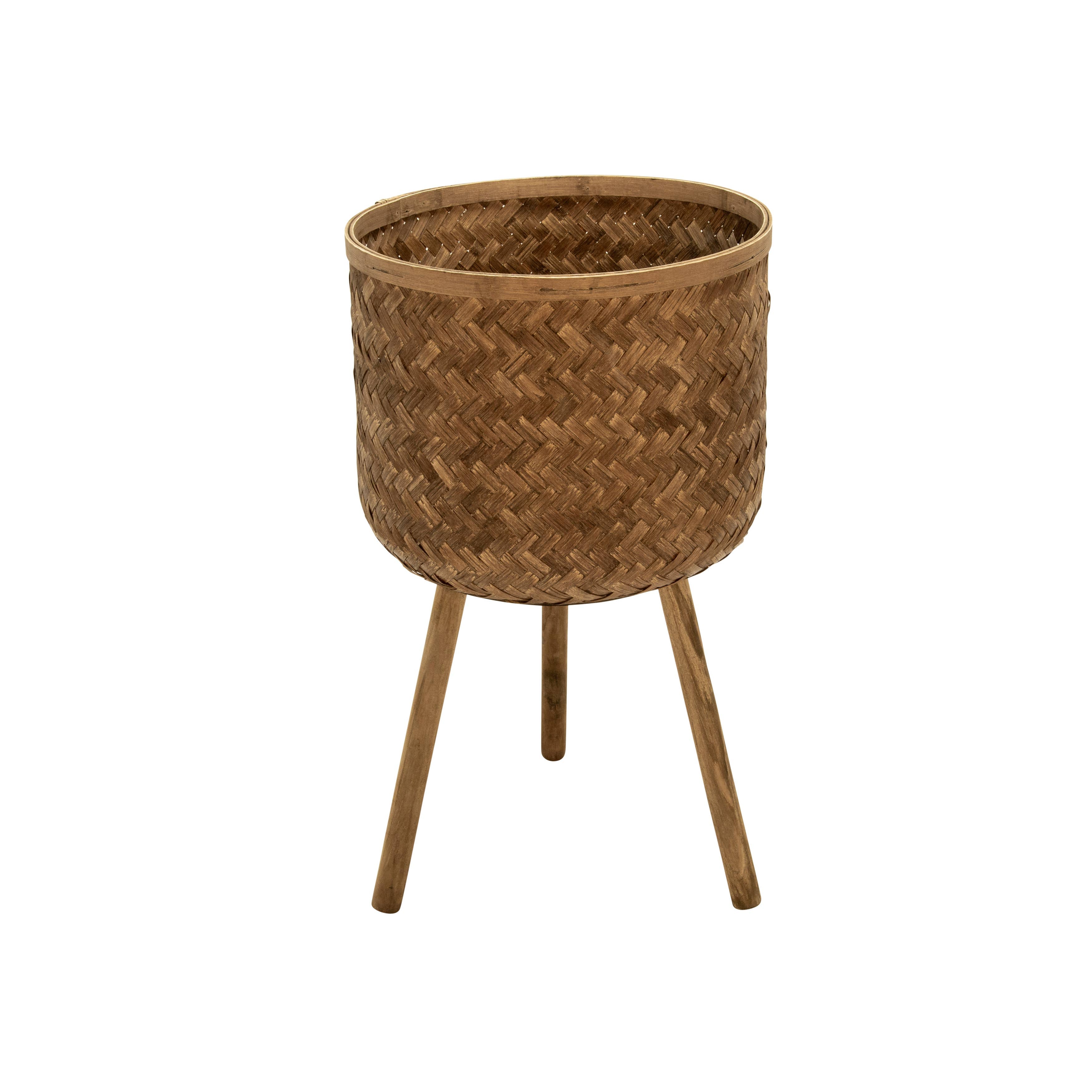 Planter Set of 3 - Brown Bamboo Wood Wicker, 11/13/15 in.