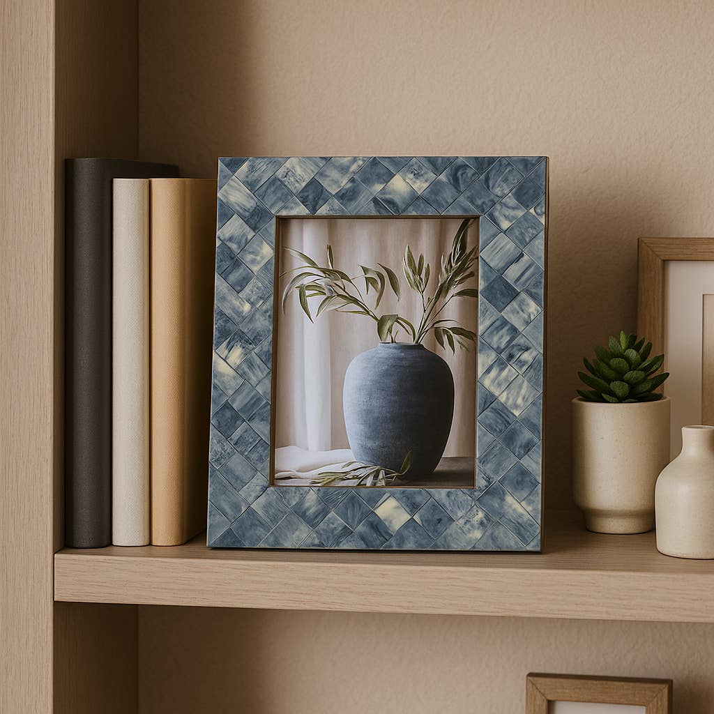 Photo Frame - Blue/Ivory Resin Woven, 5x7 in.
