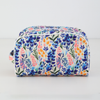 Canvas Cosmetic Case Makeup Bag: Bluebonnet Bloom