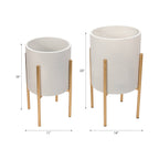 Iron Textured Planters on Stand  White, 11"