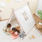Kids Play Tent, Indoor Canvas Play Tent by Comfy Cubs: Natural Wood