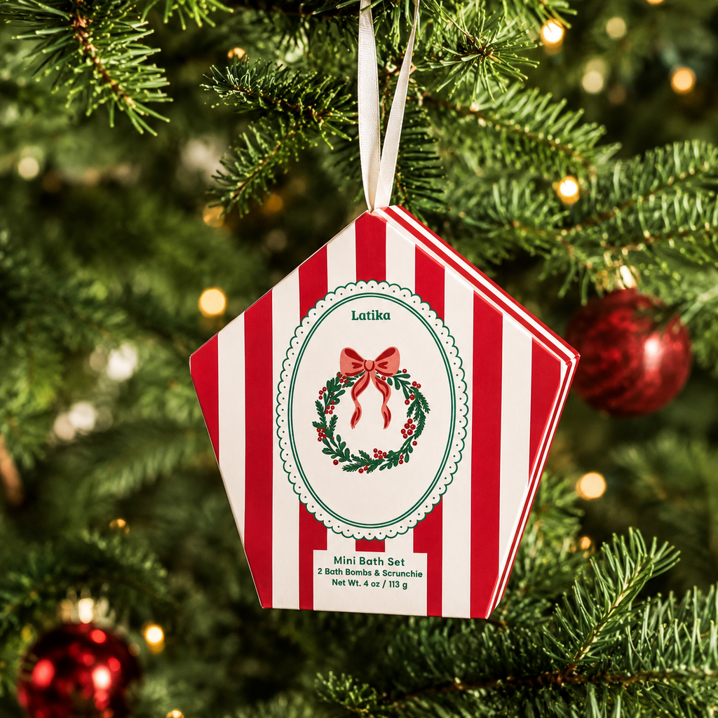 Christmas Bath Bomb Gift Set - Wreath Stocking Stuffer Box