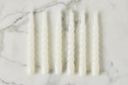 Lacquered Twisted Taper Candles, White, Boxed, Set of 6