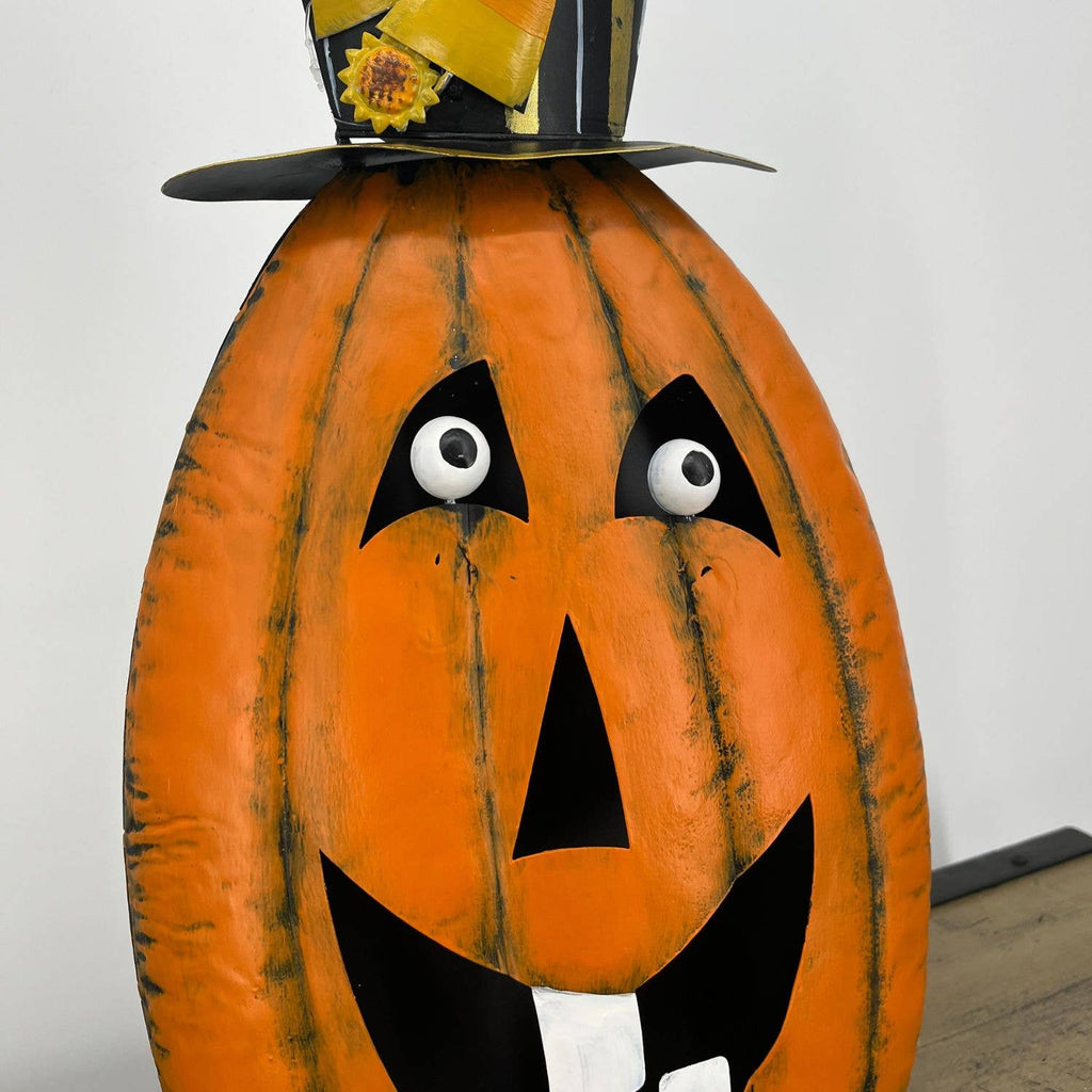 Wild Top Hat Metal Pumpkin 19.25" | Halloween Decor