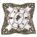 WLQS528 Chain Print Square Scarf: Teal