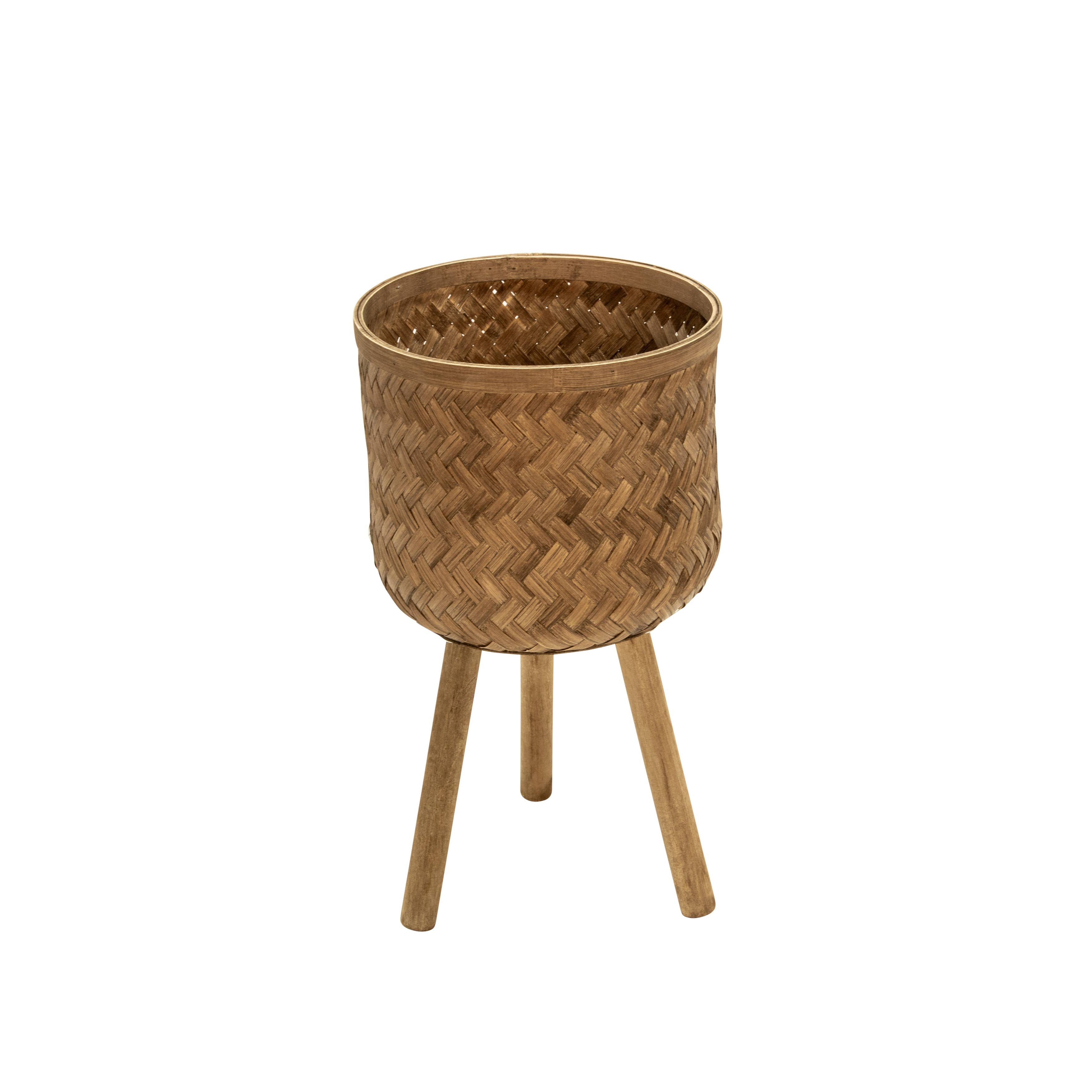 Planter Set of 3 - Brown Bamboo Wood Wicker, 11/13/15 in.