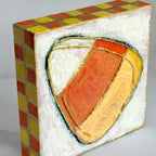Halloween Candy Corn Textured Handpainted Wood Block Art