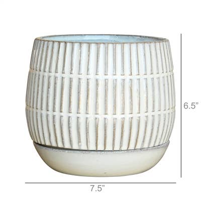 Ramos Linear Cachepot with Saucer, Stoneware - 6