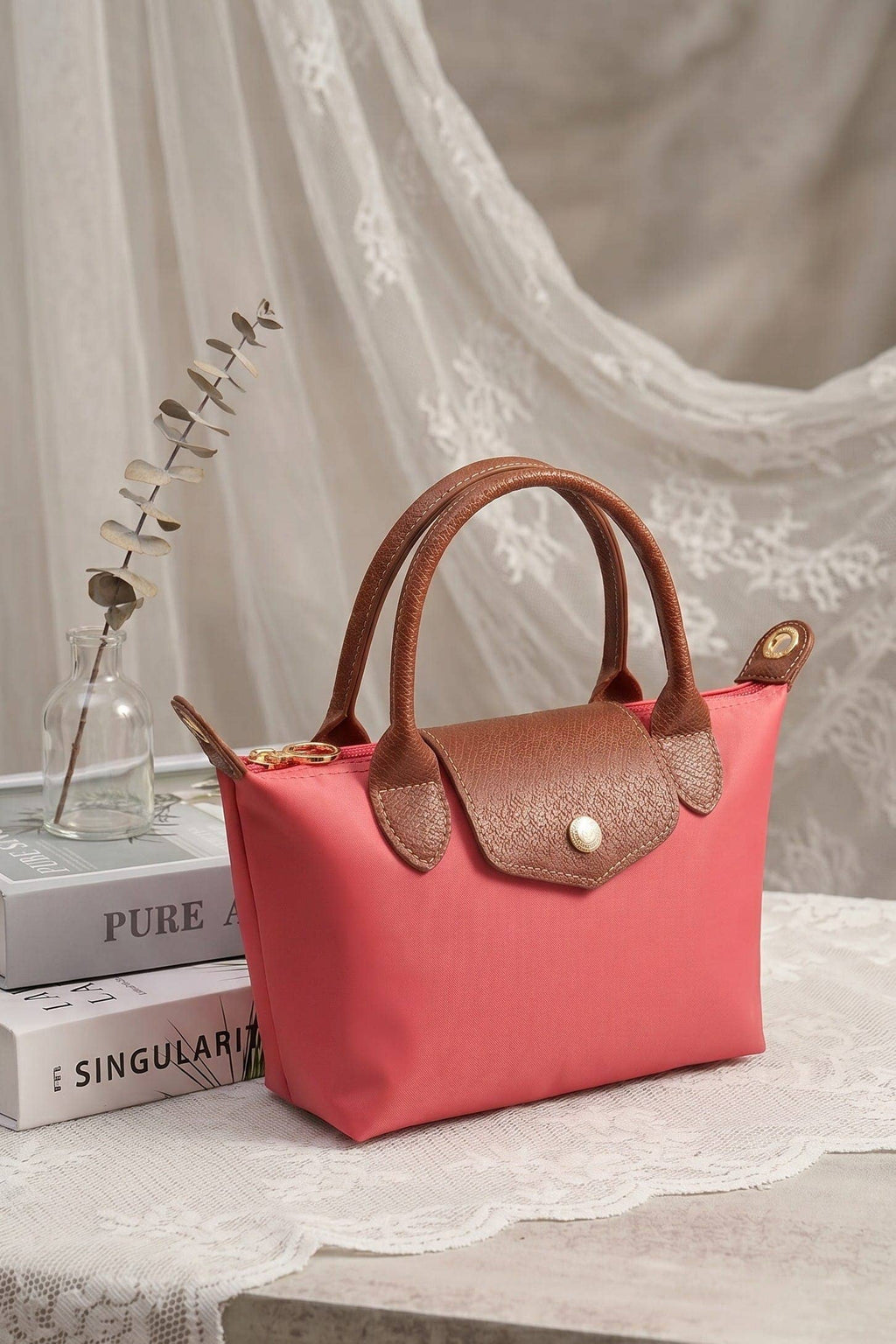 HM782 Britney Nylon Double Handle Crossbody Bag: Ivory