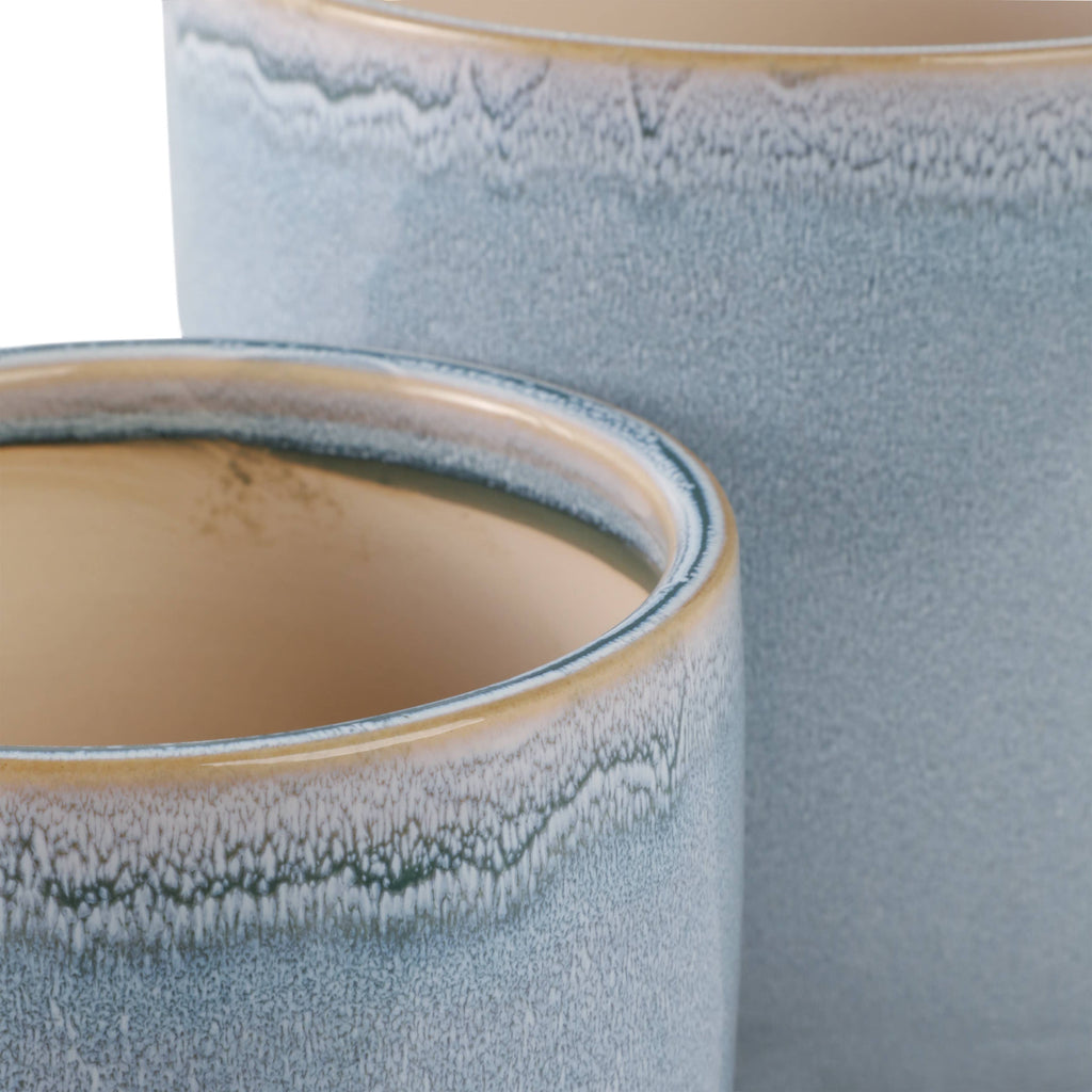 4" Ceramic Reactive Glazed Planters  Blue