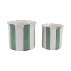 Planters  - Green/White Ceramic Striped, 6 in