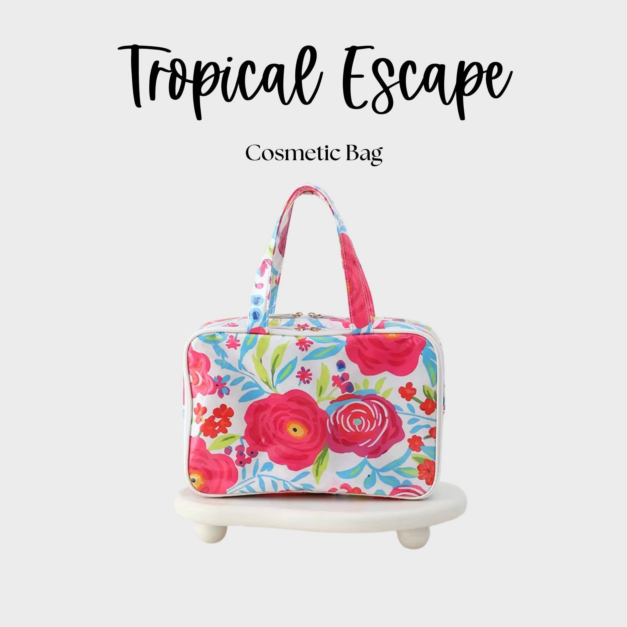 Waterproof Cosmetic Case PVC Make up Bag Tropical Escape