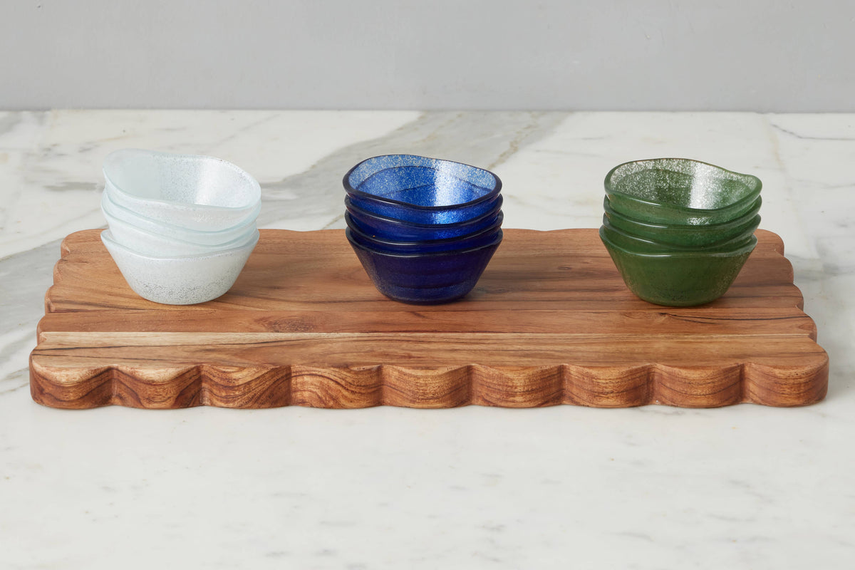 Glass Dipping Bowls, Set of 4, Spruce Green