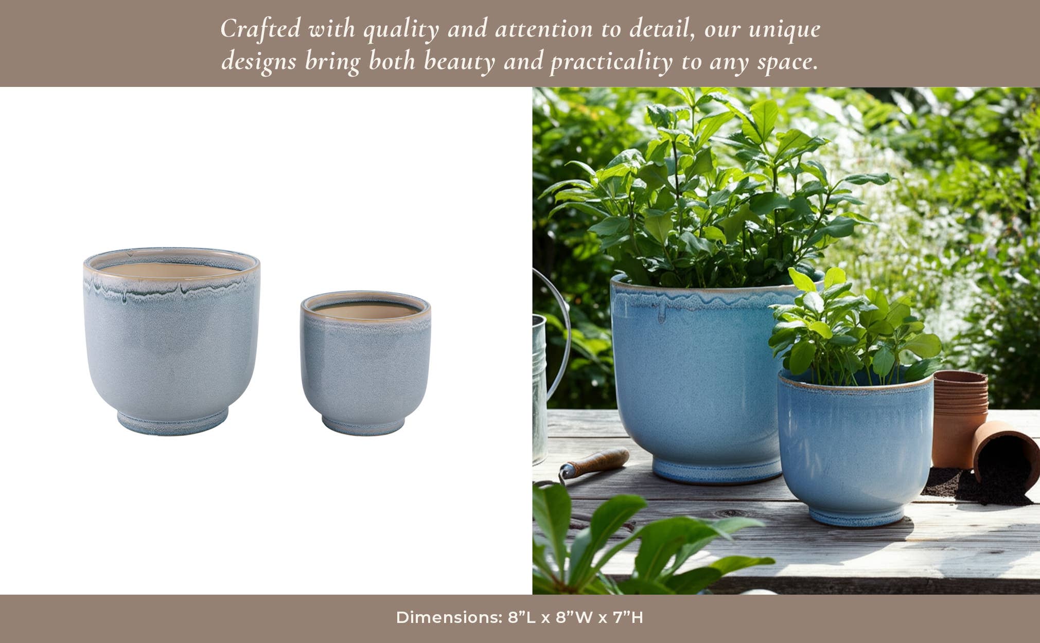 4" Ceramic Reactive Glazed Planters  Blue