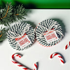 Christmas Coasters, Red Candy Cane Braided Cotton Gift Sets: Red-4pk