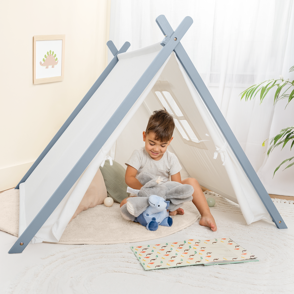 Kids Play Tent, Indoor Canvas Play Tent by Comfy Cubs: Natural Wood