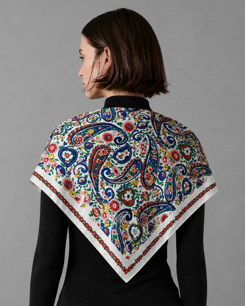 WLQS524 Paisley Print Square Scarf: White