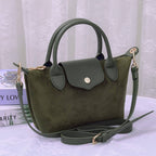 SD782  Britney Suede Double Handle Crossbody Bag: Black