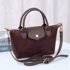 SD782  Britney Suede Double Handle Crossbody Bag: Chocolate