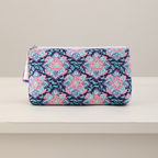 Floral Canvas Cosmetic Case Toiletry Bag Makeup Bag: Bluebonnet Bloom