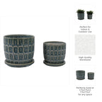 Blue 6/8 in. Ceramic Squoval Saucer Planter (Set of 2)