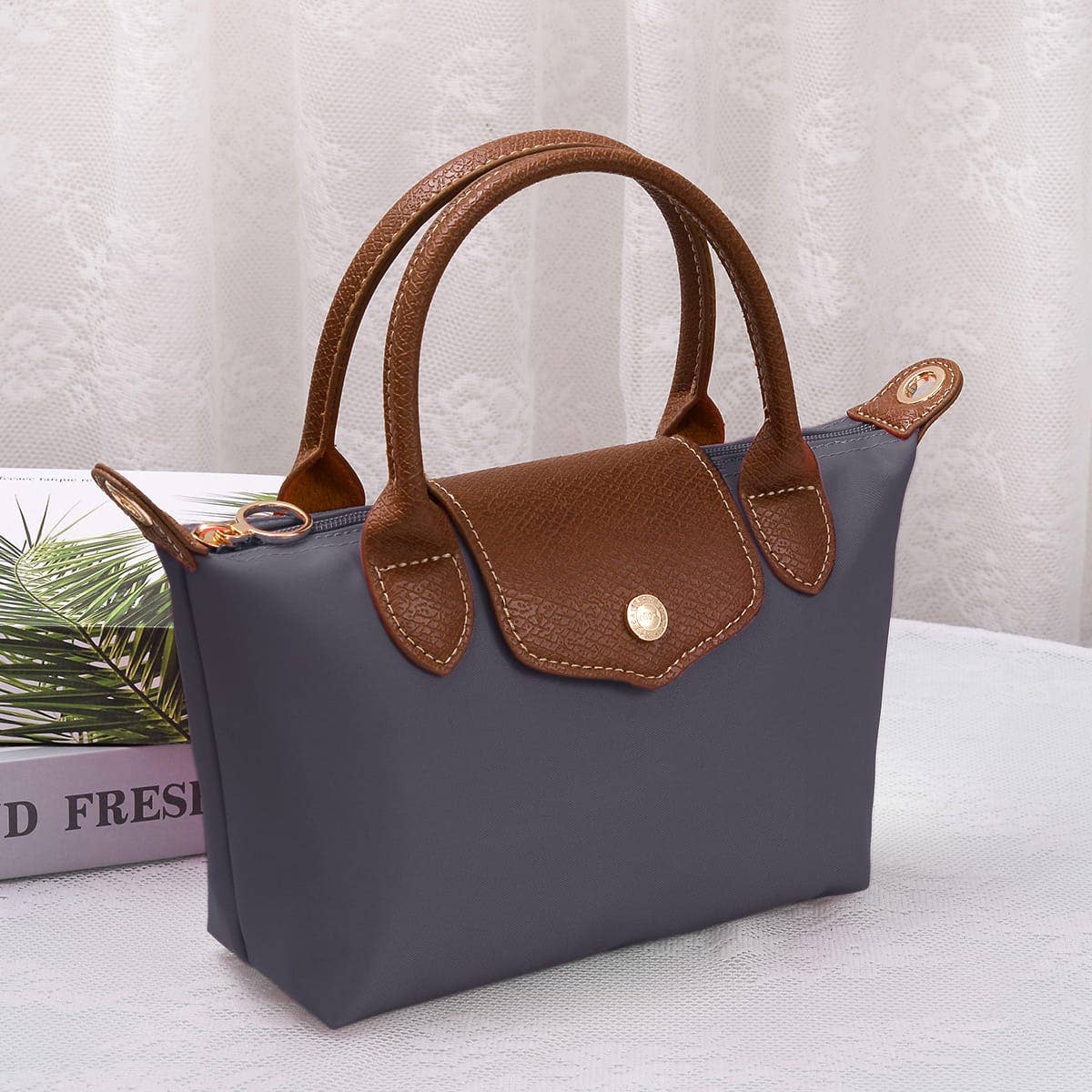 HM782 Britney Nylon Double Handle Crossbody Bag: Ivory