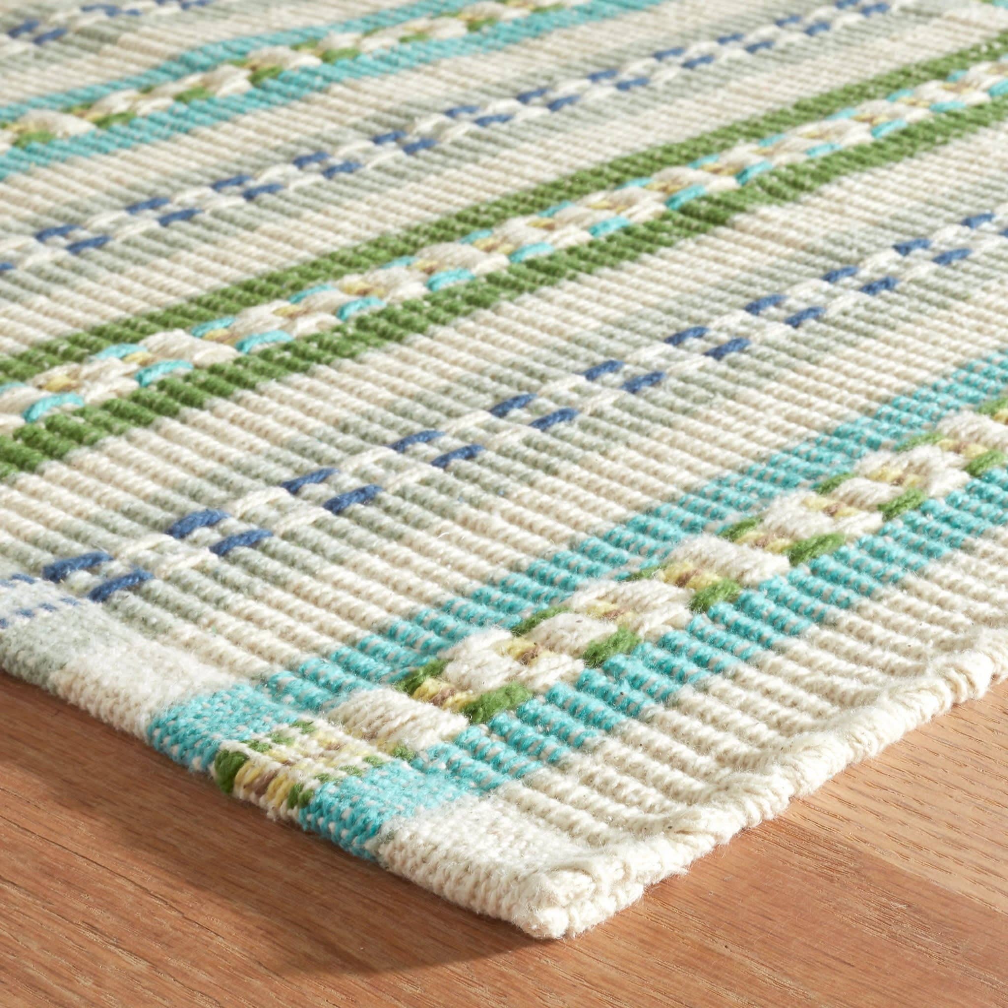Long Slade Handwoven Cotton Rug | Teal: 2' x 3'