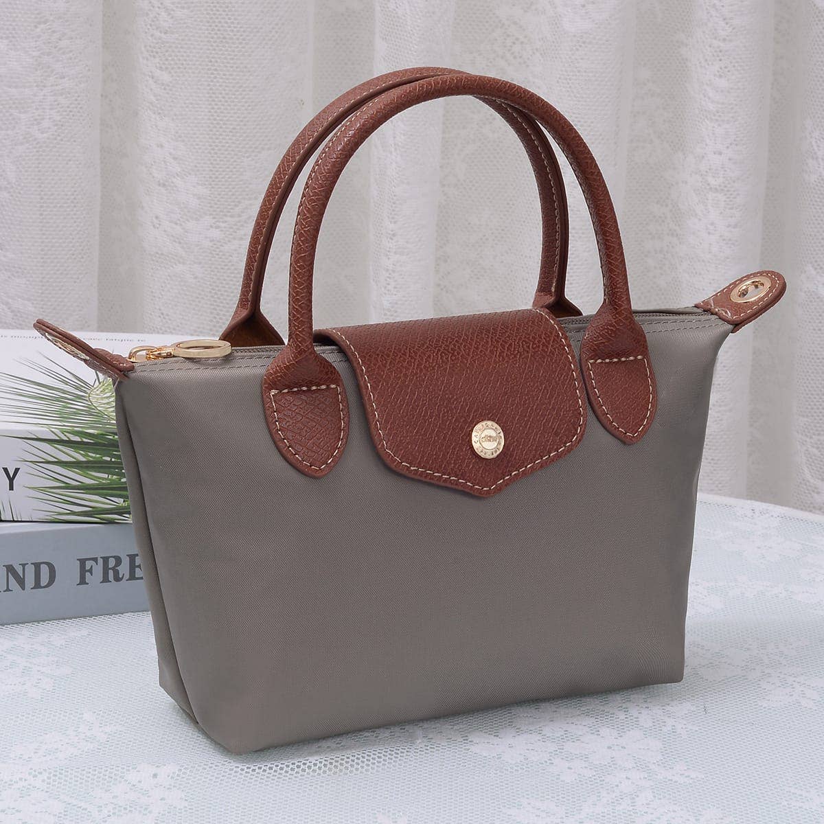 HM782 Britney Nylon Double Handle Crossbody Bag: Ivory