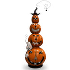 Metal Jack O Lantern Stack w/ Ghost 40" | Halloween Decor
