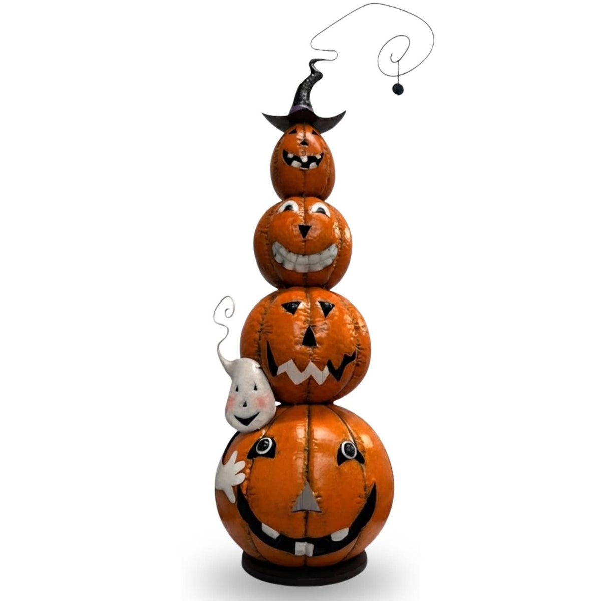 Metal Jack O Lantern Stack w/ Ghost 40" | Halloween Decor