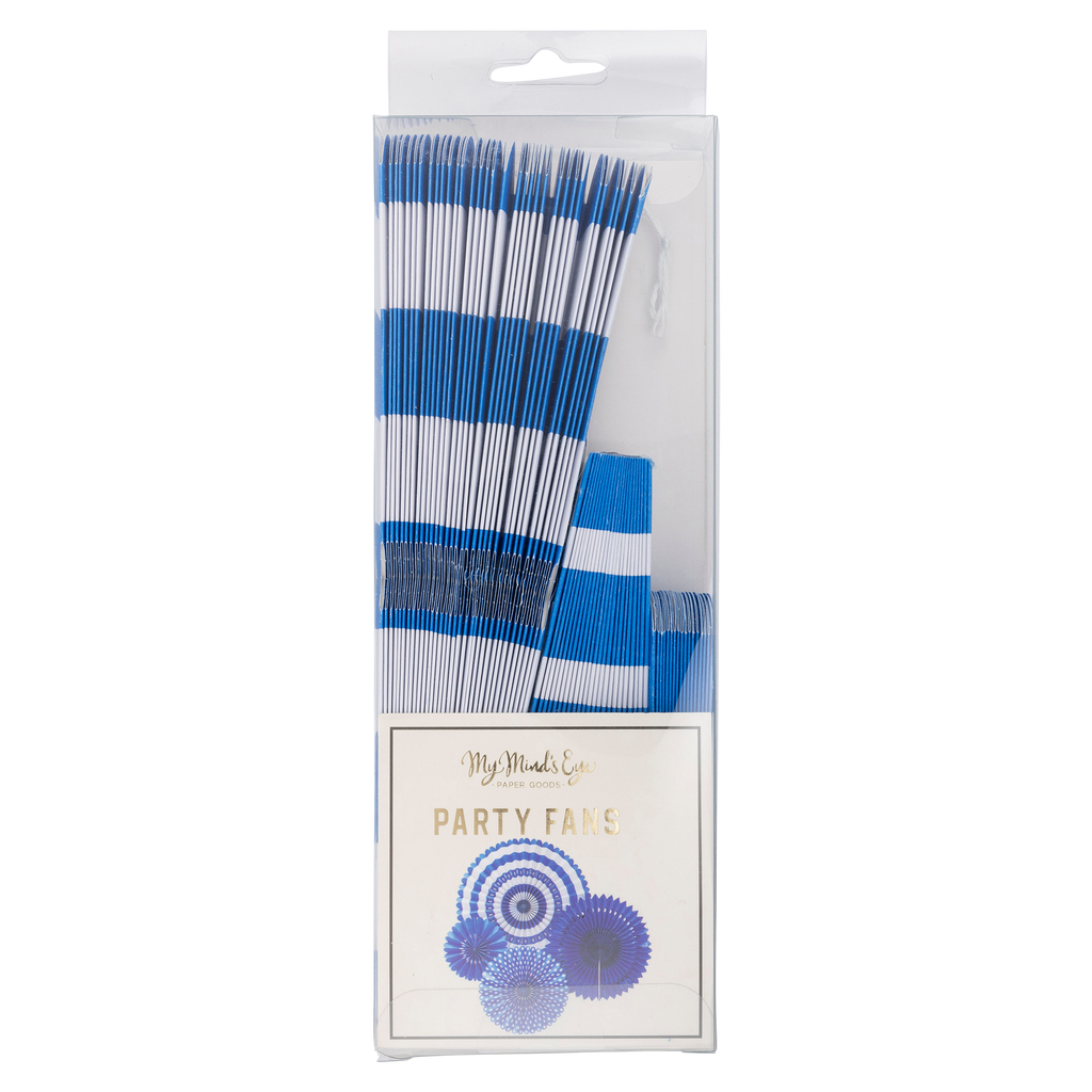PLFN04 - Blue and White Party Fan Set
